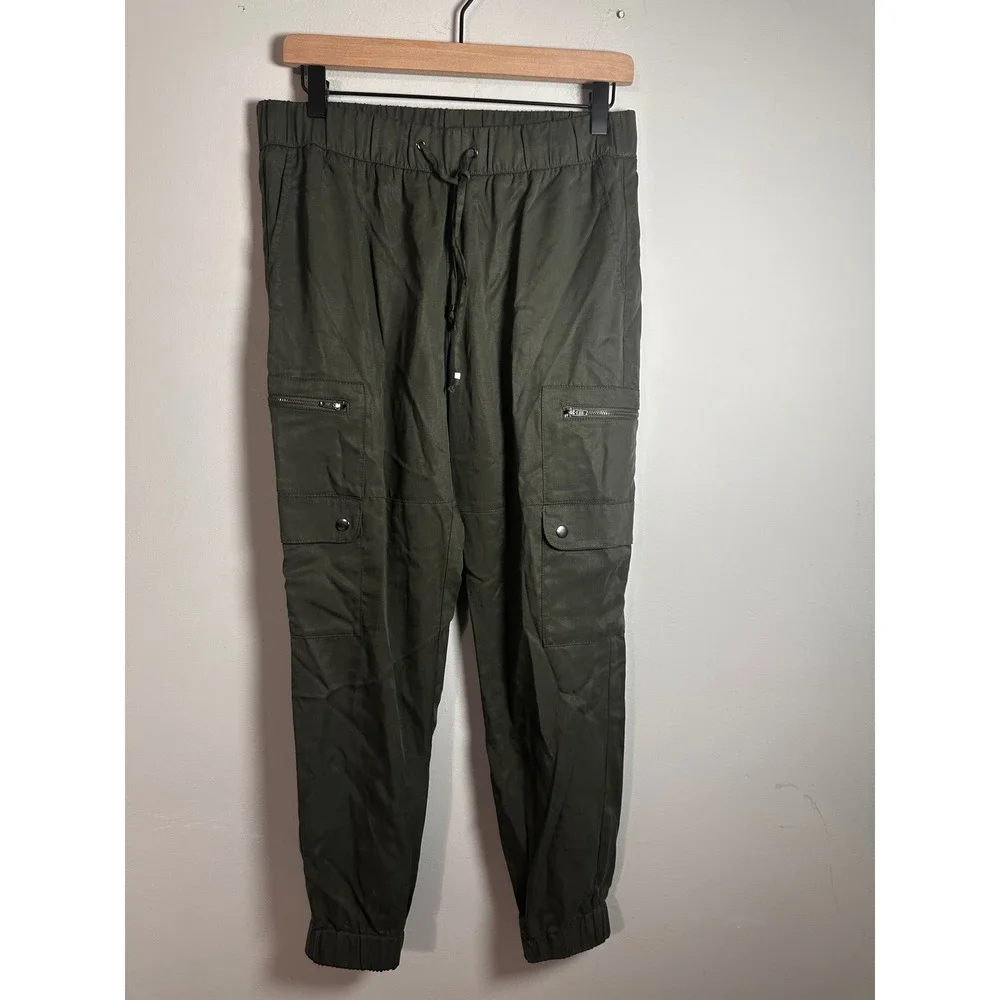 Banana Republic Tencel Cargo Jogger Pants Green High‎ Rise Ankle Womens S